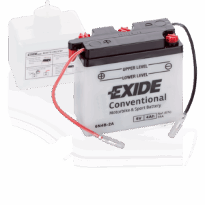 Batería Exide 6N4B-2A Moto 6V Conventional. 6V - 4Ah/24A (EN) (100x47x96mm)