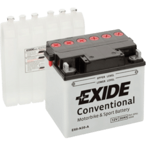 Batería Exide E60-N30-A Moto 12V Conventional. 12V - 30Ah/300A (EN) (185x130x170mm)