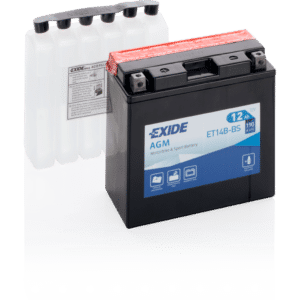 Batería Exide ET14B-BS Moto 12V Agm. Tecnología AGM. 12V - 12Ah/190A (EN) (150x70x145mm)