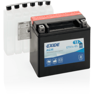 Batería Exide ETX14-BS Moto 12V Agm. Tecnología AGM. 12V - 12Ah/200A (EN) (150x90x145mm)